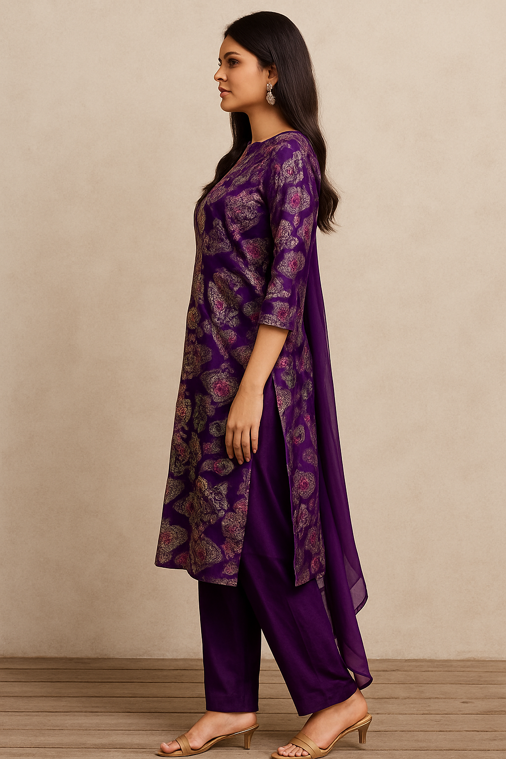 Abstract Print Kurti Set with Dupatta