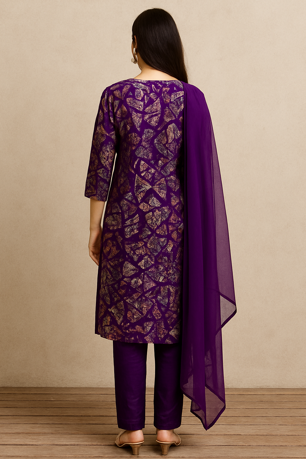 Abstract Print Kurti Set with Dupatta