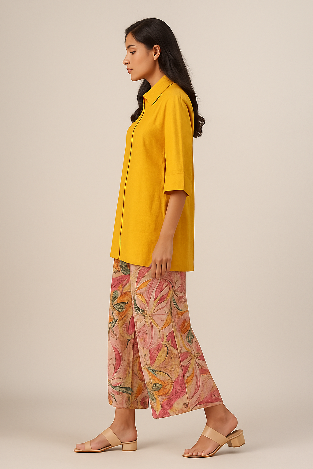 Cotton Silk Co-ord Set with Printed Pants